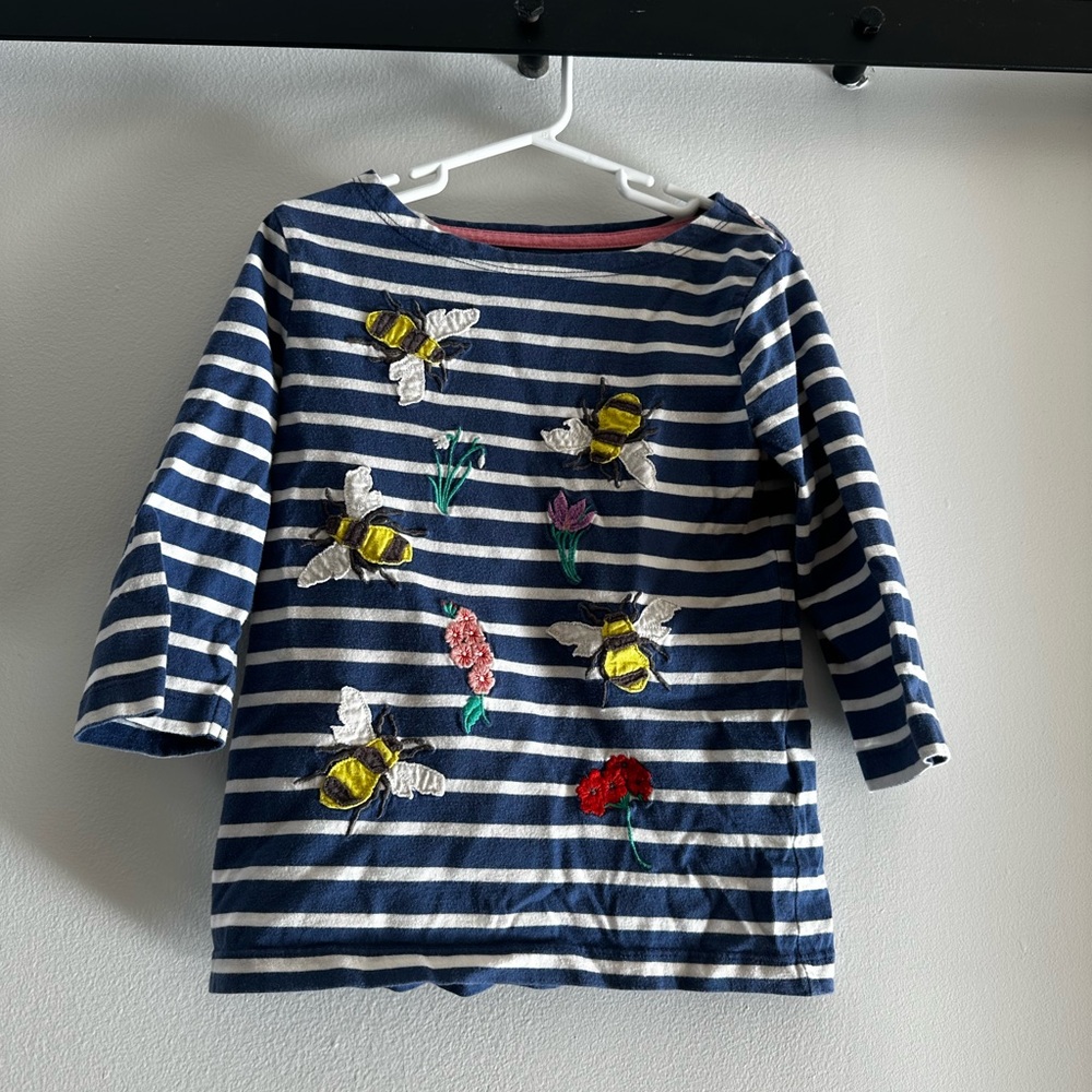 Mini Boden Blue and White Striped Tee
